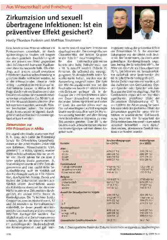 Vorschauseite 1: Zirkumzision und sexuell übertragene Infektionen: Ist ein präventiver Effekt gesichert?