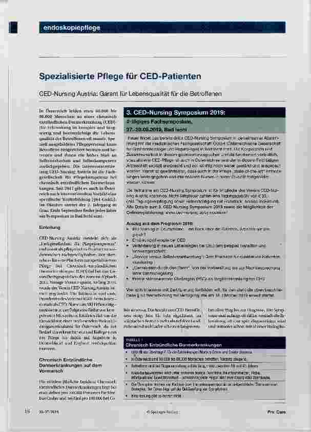 Vorschauseite 1: Spezialisierte Pflege für CED-Patienten