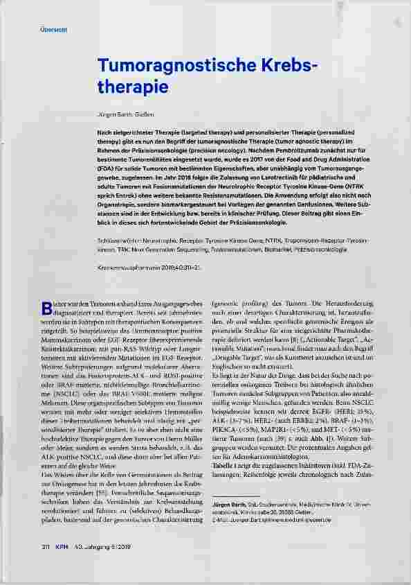 Vorschauseite 1: Tumoragnostische Krebstherapie