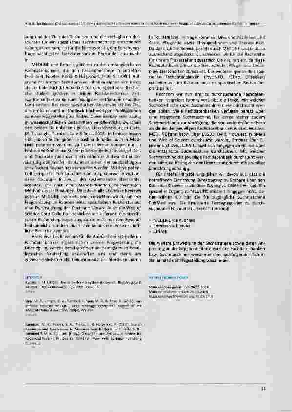 Vorschauseite 2: Methodenund Theorienecke One size does not fit all systematische üteraturrecherche in Fachdatenbanken Schritt 3: Festlegung der zu durchsuchenden Fachdatenbanken
