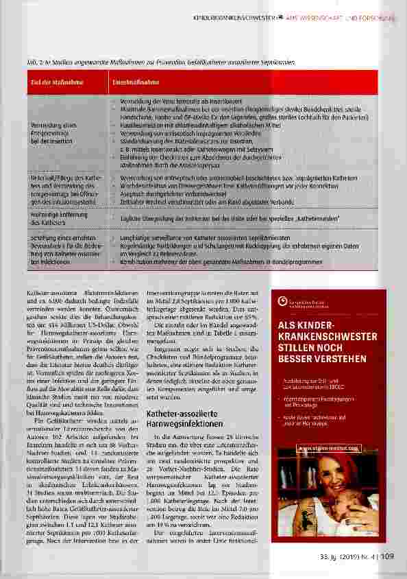 Vorschauseite 2: Neue Strategien zur Prävention Katheter-assoziierter Infektionen: Zentrale Venenkatheter und transurethrale Harnblasenkatheter