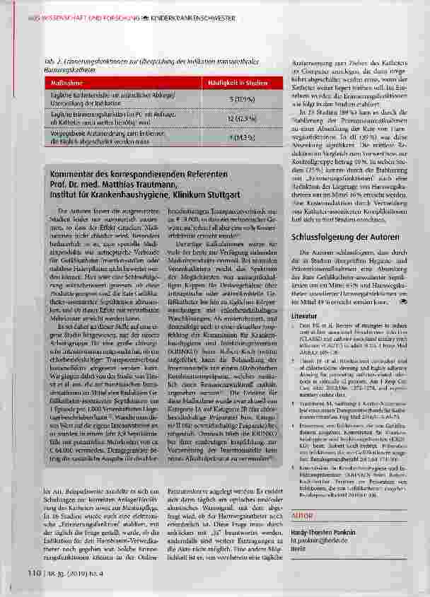Vorschauseite 3: Neue Strategien zur Prävention Katheter-assoziierter Infektionen: Zentrale Venenkatheter und transurethrale Harnblasenkatheter