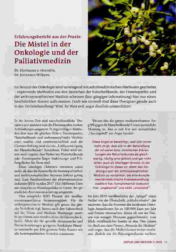 Vorschauseite 1: Die Mistel in der Onkologie und der Palliativmedizin