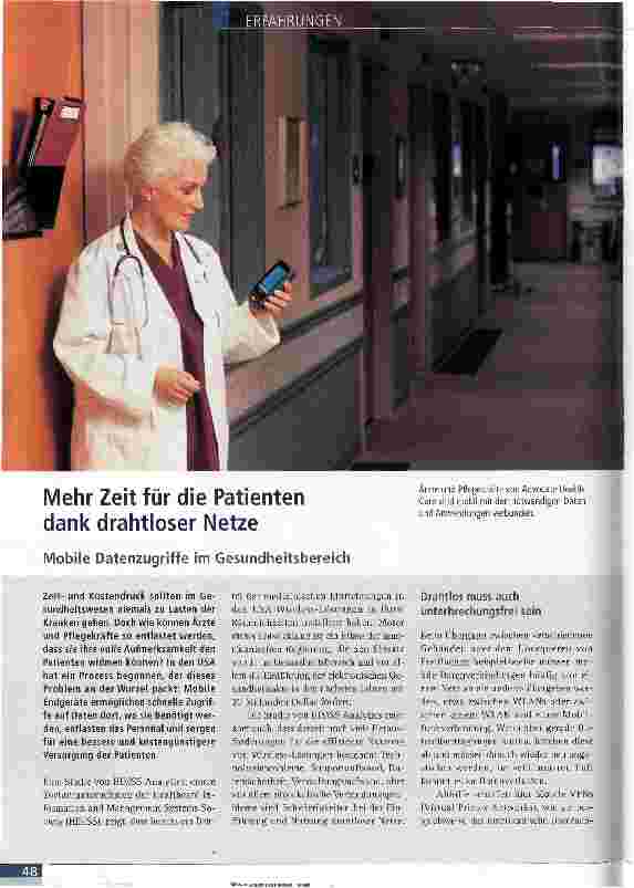 Vorschauseite 1: Mehr Zeit für die Patienten dank drahtloser Netze