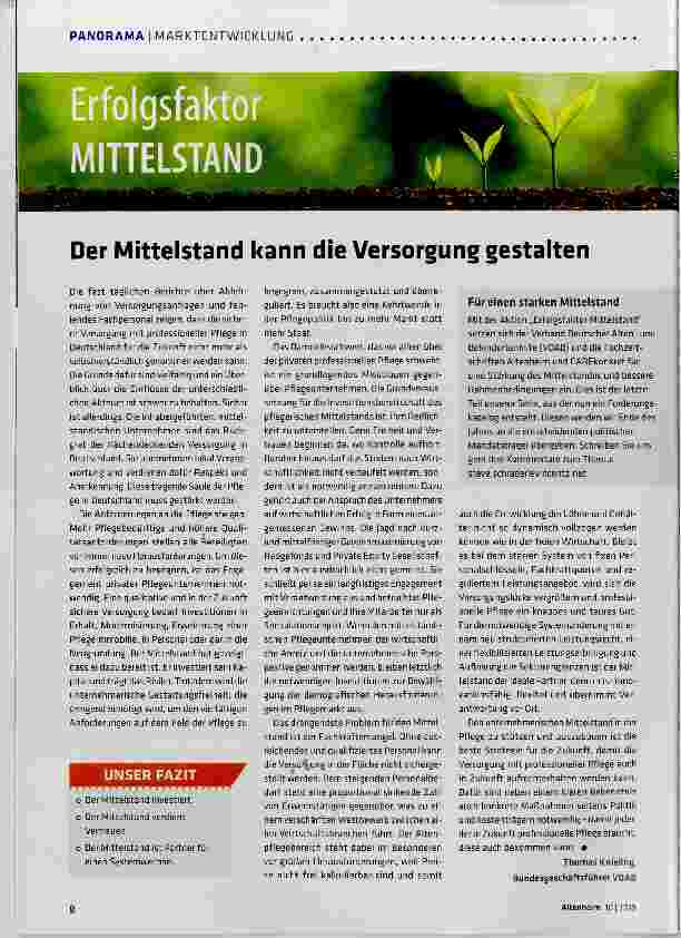 Vorschauseite 1: Der Mittelstand kann die Versorgung gestalten