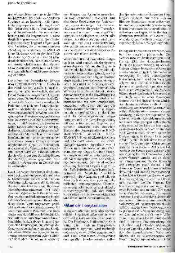 Vorschauseite 2: Nierentransplantation im Kindesalter Medizinische Aspekte