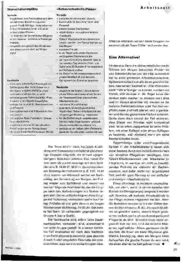 Vorschauseite 2: Die Dienstplanung - ein Balanceakt zwichen Bedarf und Bedürfnis