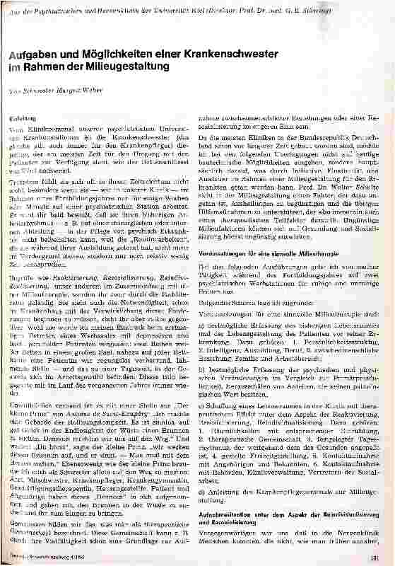 Vorschauseite 1: Aufgaben und Möglichkeiten einer Krankenschwester im Rahmen der Milieugestaltung