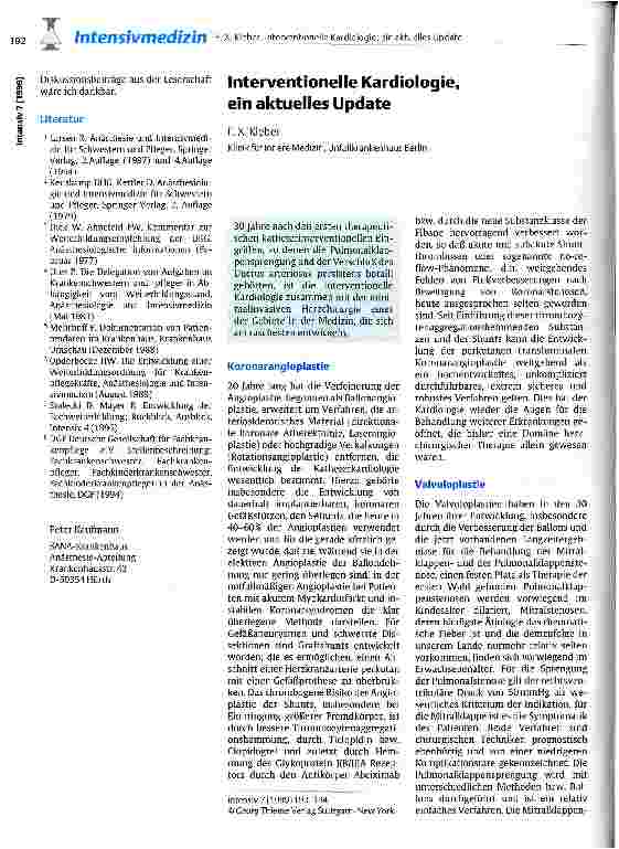 Vorschauseite 1: Interventionelle Kardiologie, ein aktuelles Update