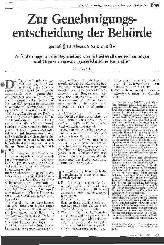 Vorschauseite 1: Zur Genehmigungsentscheidung der Behörde gemäß Paragraph 18 Absatz 5 Satz 2 BPFlV