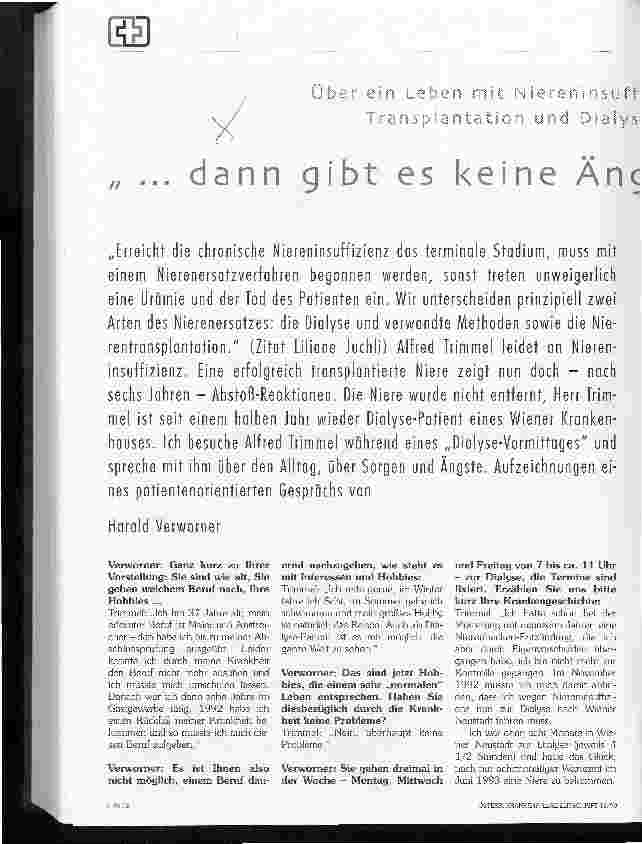 Vorschauseite 1: ... dann gibt es keine Ängste mehr Über ein Leben mit Niereninsuffizienz, Transplantation und Dialyse