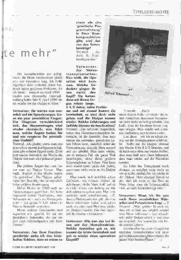 Vorschauseite 2: ... dann gibt es keine Ängste mehr Über ein Leben mit Niereninsuffizienz, Transplantation und Dialyse