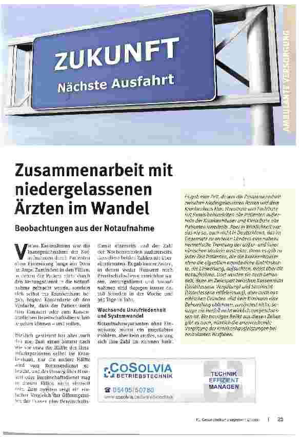 Vorschauseite 1: Zusammenarbeit mit niedergelassenen Ärzten im Wandel
