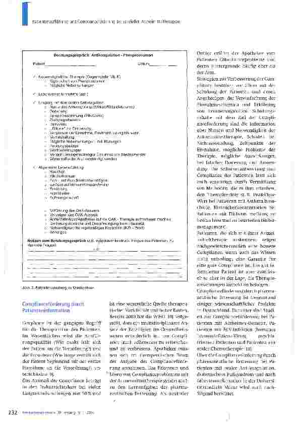 Vorschauseite 3: Patientenaufklärung und Complianceförderung bei speziellen Arzneimitteltherapien