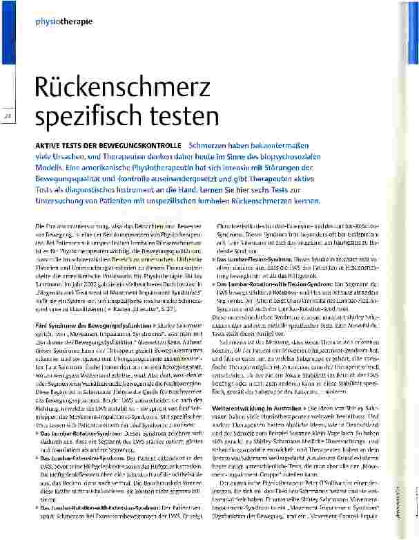 Vorschauseite 1: Rückenschmerz spezifisch testen