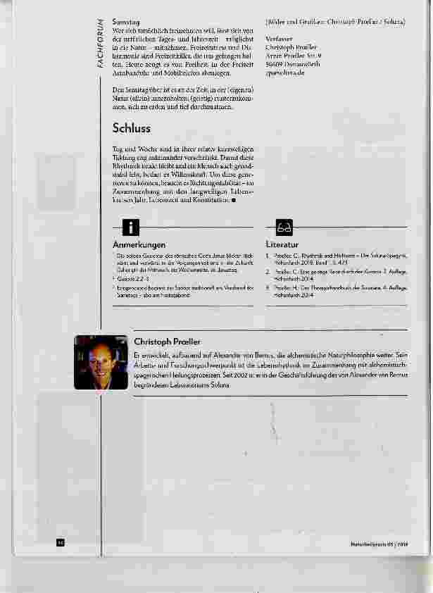 Vorschauseite 5: Rhythmik und Heilkunst: Der Wochenkreis Teil 2