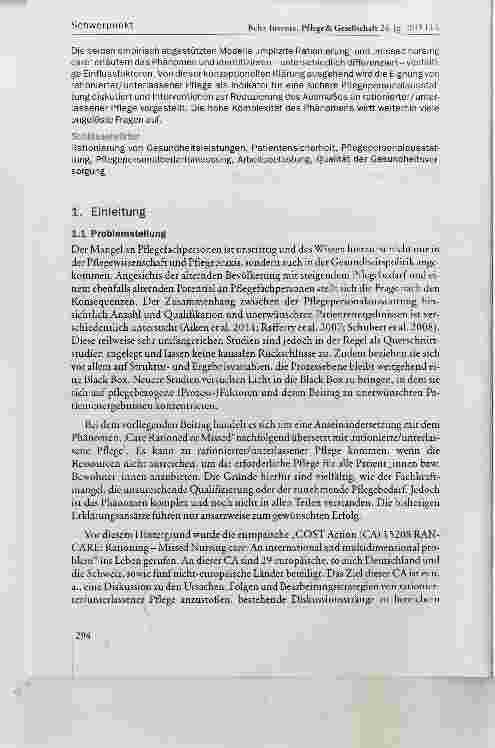 Vorschauseite 2: Rationierte und unterlassene Pflege im Kontext von Patienten-/Bewohnersicherheit - Konzept, Einflussmöglichkeiten und Bedeutung für die Pflegepersonalausstattung