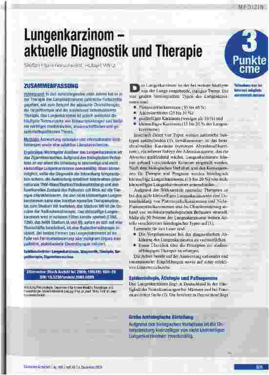 Vorschauseite 1: Lungenkarzinom - aktuelle Diagnostik und Therapie