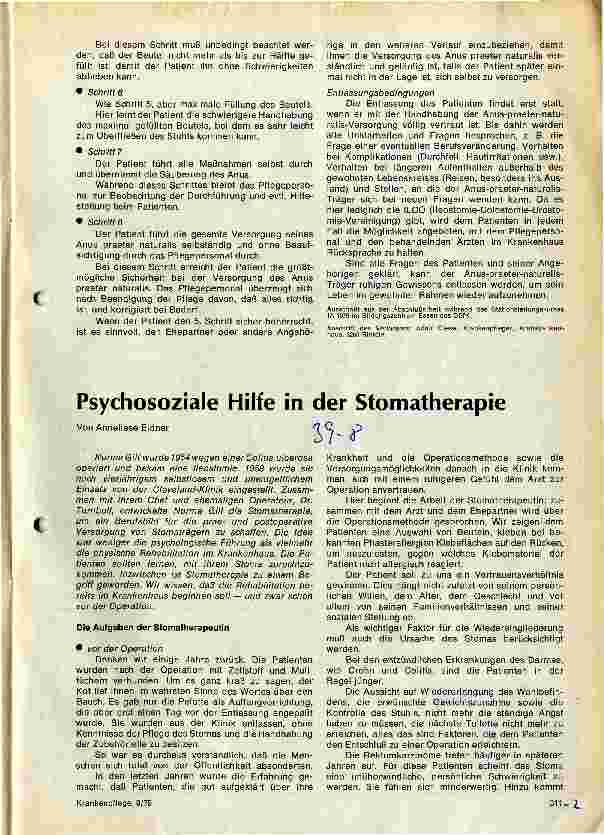 Vorschauseite 1: Psychosoziale Hilfe in der Stomatherapie