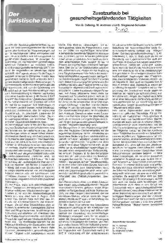 Vorschauseite 1: Zusatzurlaub bei gesundheitsgefährdenden Tätigkeiten