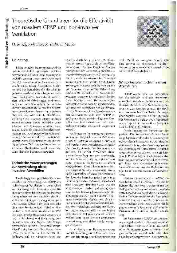 Vorschauseite 1: Theoretische Grundlagen für die Effektivität von nalalsem CPAP und non-invasiver Ventilation