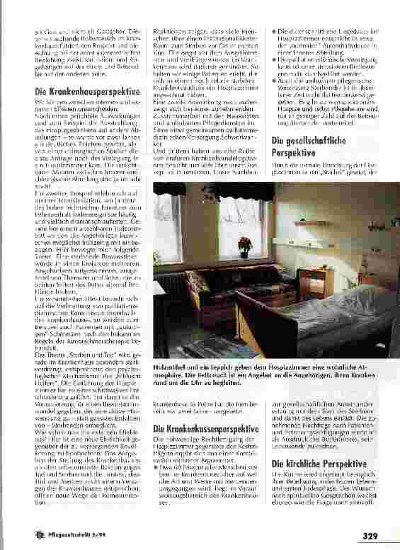 Vorschauseite 4: Hospizzimmer fördern die Auseinandersetzung mit dem Sinn des Sterbens Palliative Arbeit in einem kommunalen Krankenhaus