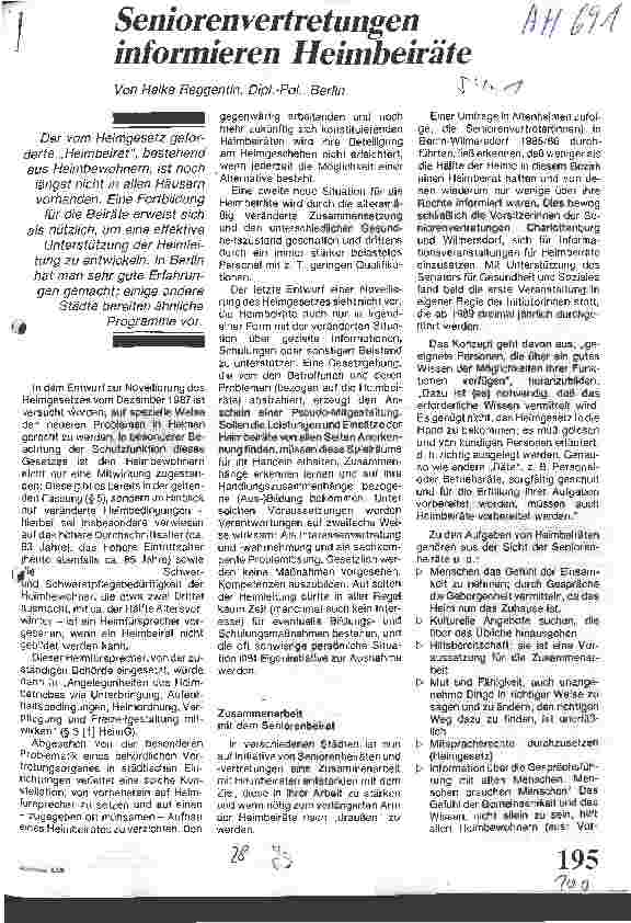 Vorschauseite 1: Seniorenvertretungen informieren Heimbeiräte