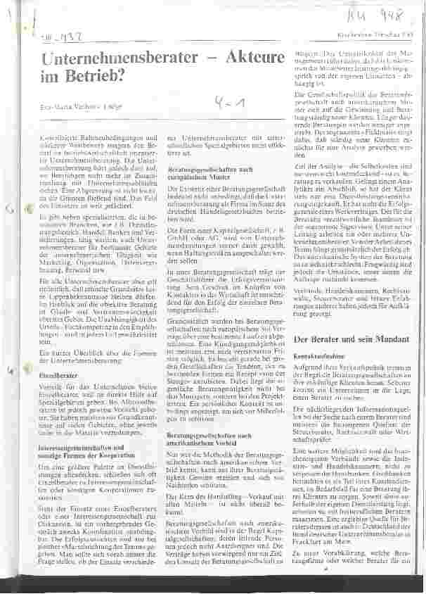 Vorschauseite 1: Unternehmensberater - Akteure im Betrieb?