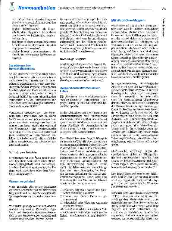 Vorschauseite 3: Wortklauberei oder Sprachhygiene? Bedeutung einer Sprachkultur in unserem Pflegealltag