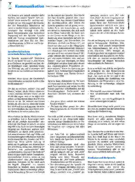 Vorschauseite 5: Wortklauberei oder Sprachhygiene? Bedeutung einer Sprachkultur in unserem Pflegealltag