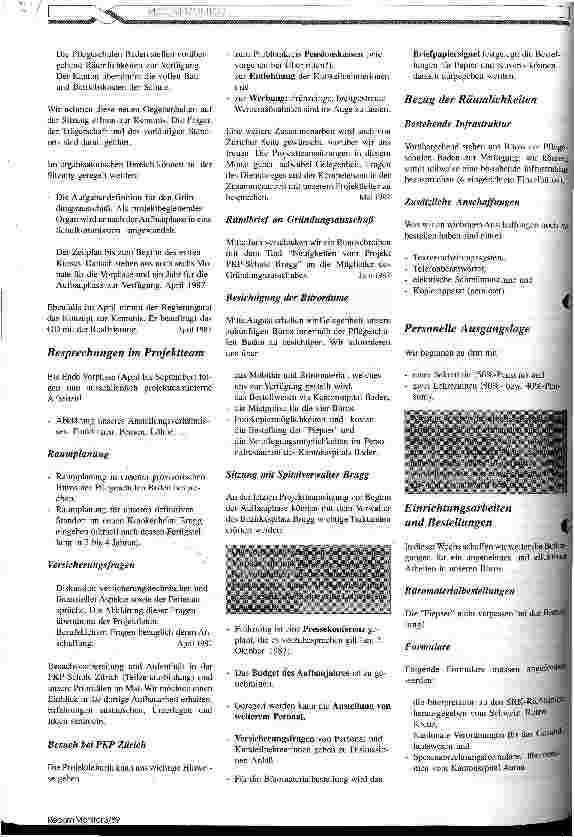 Vorschauseite 4: Neue Projekte in der Krankenpflegeausbildung Erfahrungsbericht über die Realisierung einer Idee in der Schweiz
