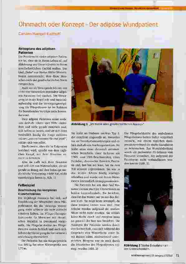 Vorschauseite 1: Ohnmacht oder Konzept Der adipöse Wundpatient