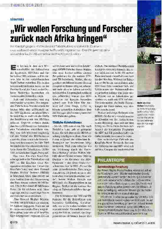 Vorschauseite 1: „Wir wollen Forschung und Forscher zurück nach Afrika bringen