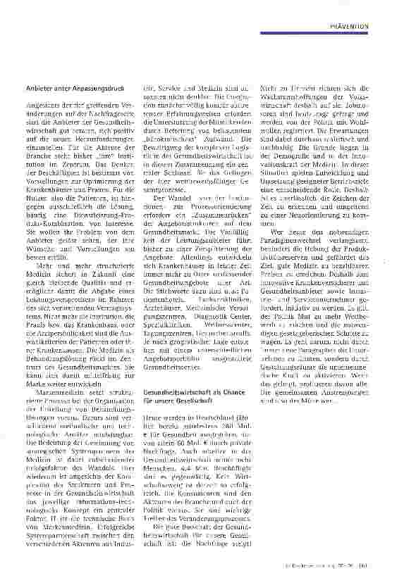 Vorschauseite 2: Gesundheitswirtschaft Perspektiven und Bedeutung für die Marktteilnehmer