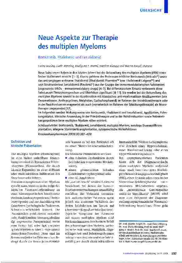 Vorschauseite 1: Neue Aspekte zur Therapie des multiplen Myeloms