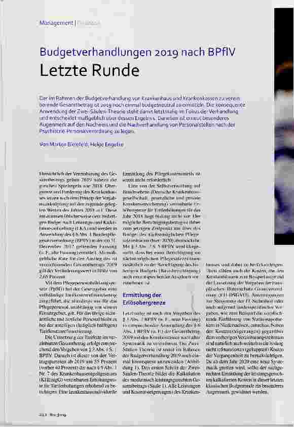 Vorschauseite 1: Budgetverhandlungen 2019 nach BPflV Letzte Runde