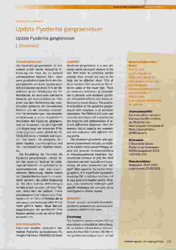 Vorschauseite 1: Update Pyoderma gangraenosum