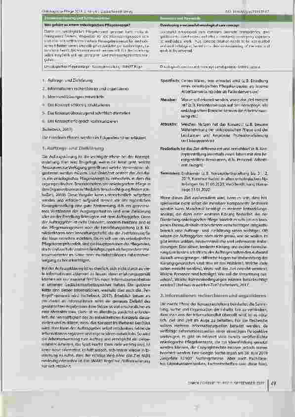 Vorschauseite 2: Was gehört zu einem onkologischen Pflegekonzept? -Teil 2