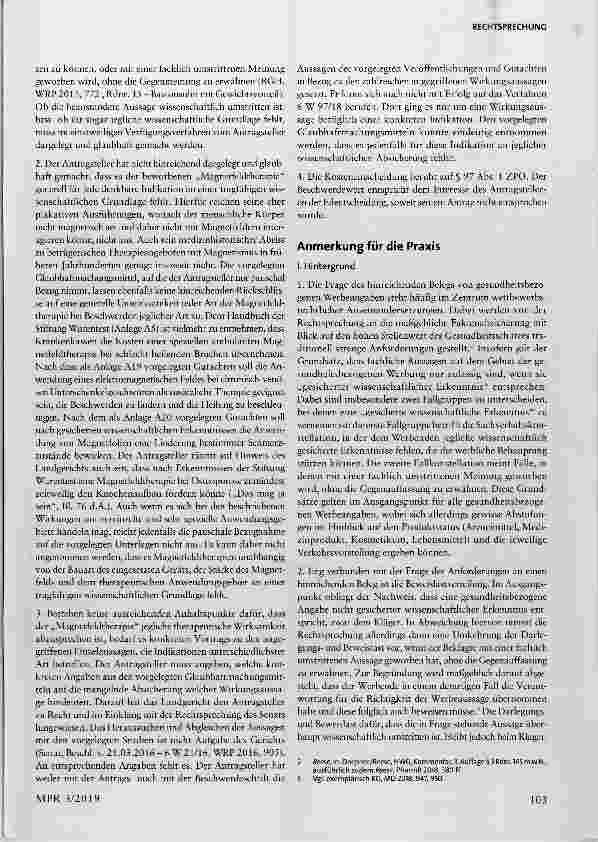 Vorschauseite 2: Anforderungen an die Darlegungslast bei Beanstandung gesundheitsbezogener Angaben §3HWG
