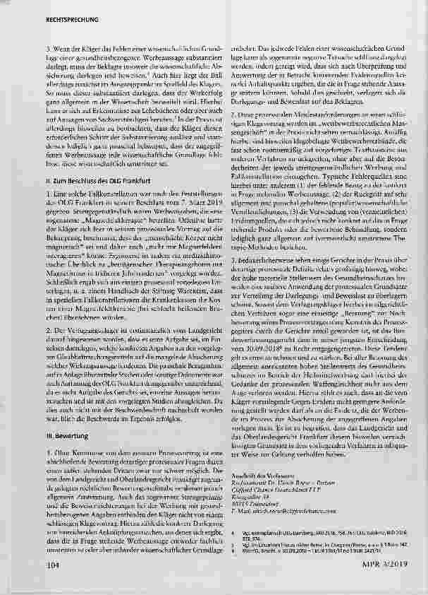 Vorschauseite 3: Anforderungen an die Darlegungslast bei Beanstandung gesundheitsbezogener Angaben §3HWG
