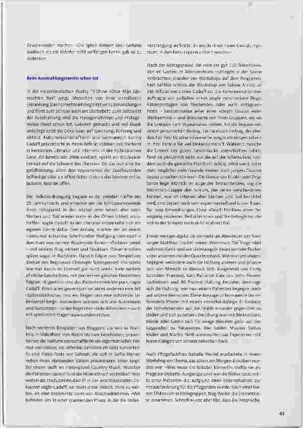 Vorschauseite 2: Zwischen Horrorzenario und Zukunftsmusik eine spannende Jahrestagung von palliative zh+sh