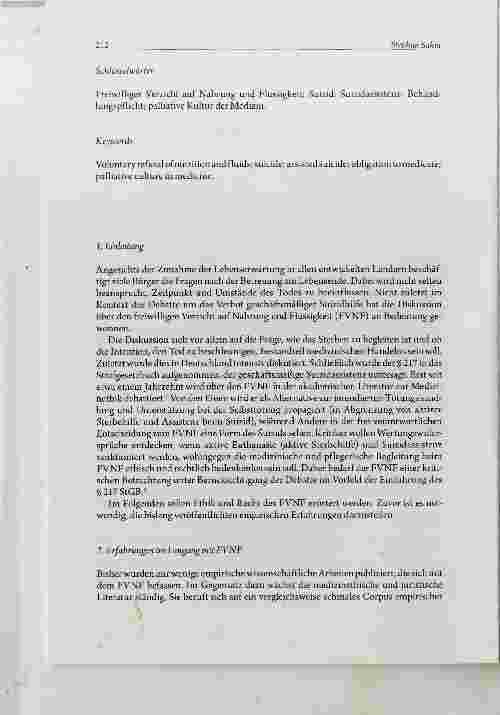 Vorschauseite 2: Freiwilliger Verzicht auf Nahrung und Flüssigkeit und die Medizin am Lebensende