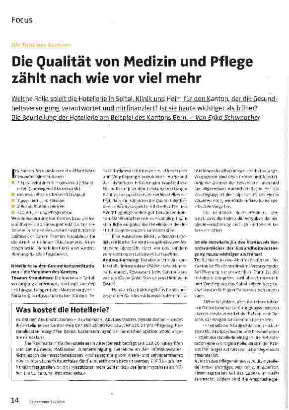 Vorschauseite 1: Die Qualität von Medizin und Pflege zählt nach wie vor viel mehr