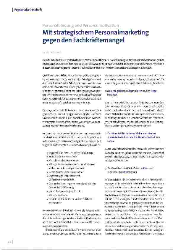 Vorschauseite 1: Mit strategischem Personalmarketing gegen den Fachkräftemangel