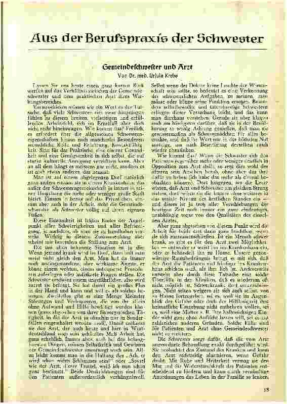 Vorschauseite 1: Gemeindeschwester und Arzt