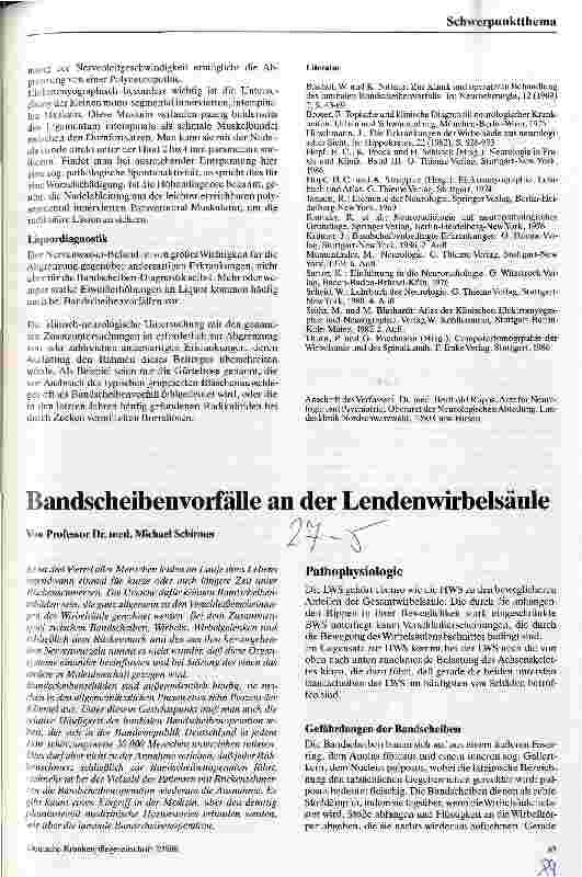 Vorschauseite 1: Bandscheibenvorfälle an der Lendenwirbelsäule