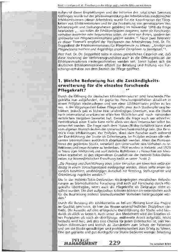 Vorschauseite 4: Forschung in der Pflege und deutsche Ethikkommissionen