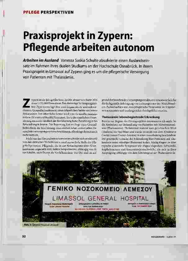 Vorschauseite 1: Praxisprojekt in Zypern: Pflegende arbeiten autonom