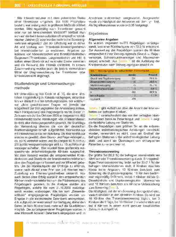 Vorschauseite 2: Thromboseprophylaxekontrolle und thrombembolische Komplikationen auf deutschen Intensivstationen