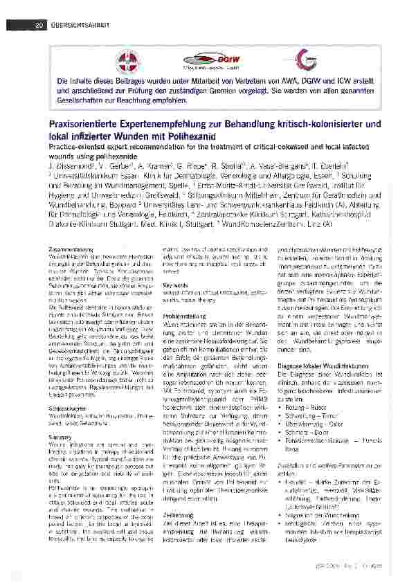 Vorschauseite 1: Praxisorientierte Expertenempfehlung zur Behandlung kritisch-kolonisierter undlokal infizierter Wunden mit Polihexanid